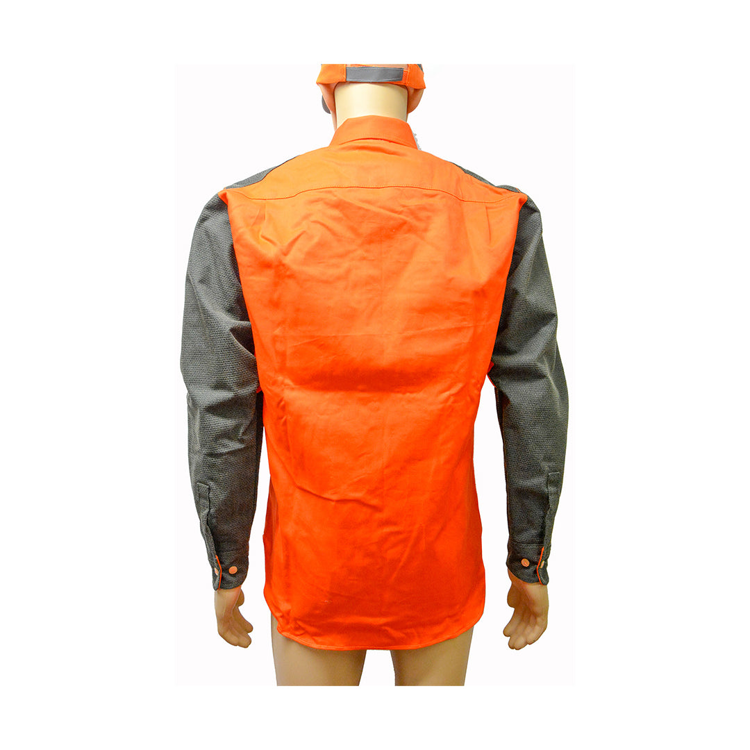 Camicia in cotone arancione con maniche in Kevlar