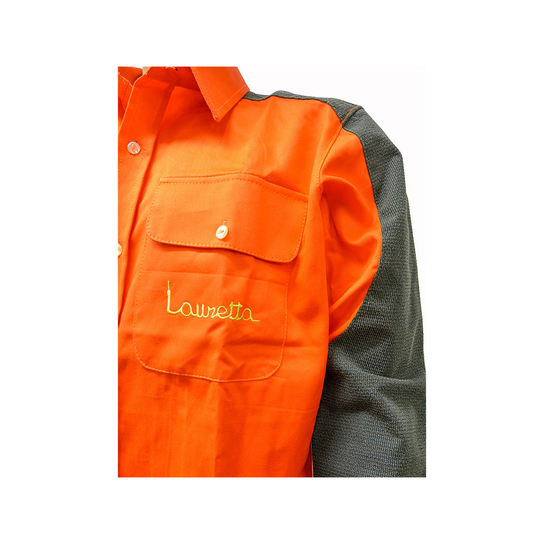 Camicia in cotone arancione con maniche in Kevlar