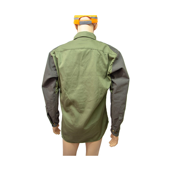 Camicia in cotone verde con maniche in Kevlar