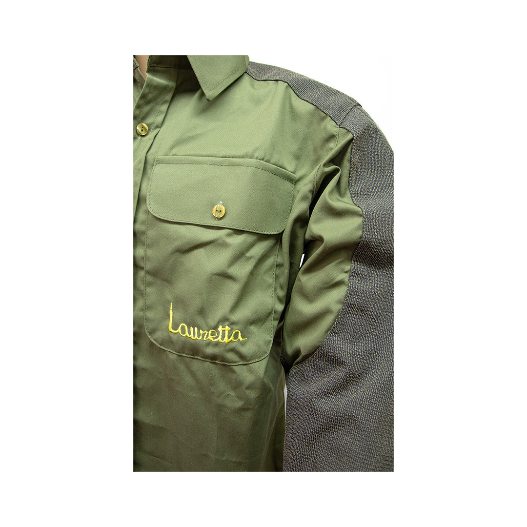 Camicia in cotone verde con maniche in Kevlar