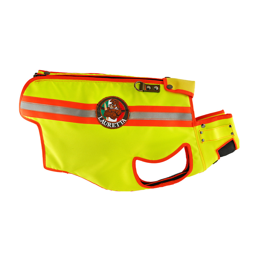 Giubbetto anticinghiale giallo fluo bande arancio